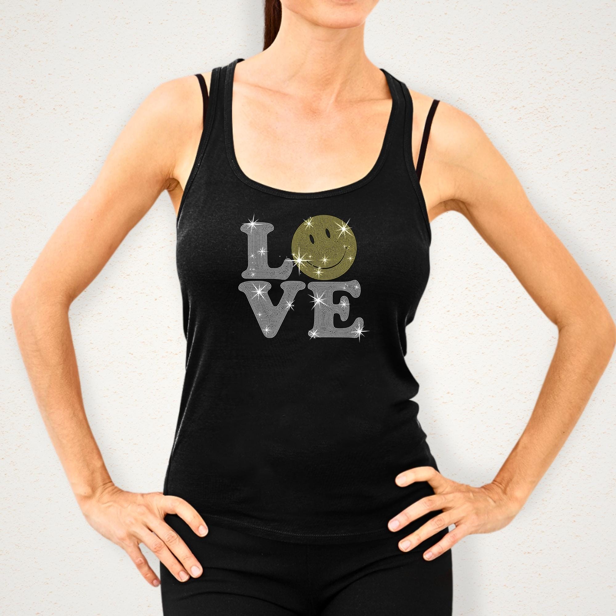 Cute Love-Smile Emoji Rhinestone Shirt: Sparkling Hoodie for Valentine