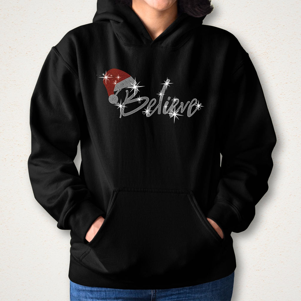 Believe Christmas Rhinestone Shirt: Christmas Party Sparkle Tee
