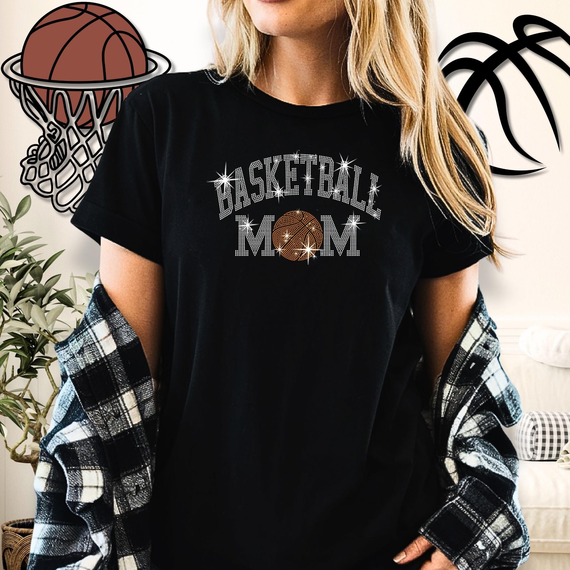 Basketball Mom Rhinestone Shirt: Basketball Lover Mama Bling Tee