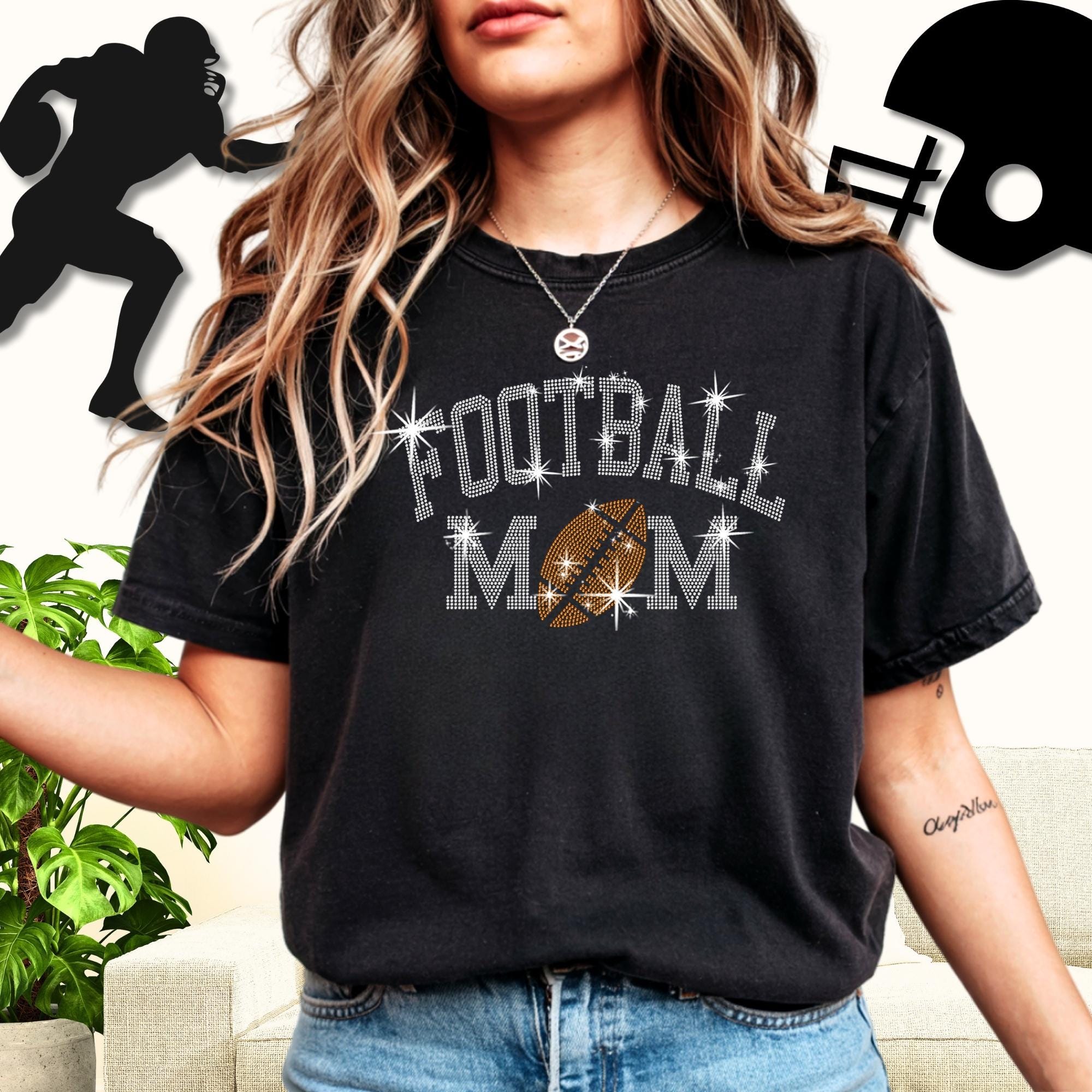 Football Mom Rhinestone Shirt: Cozy Game Day Mama Sweatshirt Main image