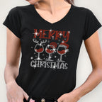 Christmas Wine Glass Rhinestone Shirt: Merry Christmas Santa Hat Tee