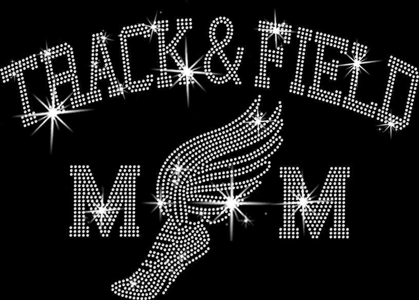 Track and Field Mom Rhinestone Shirt: Running Mom Bling Tee