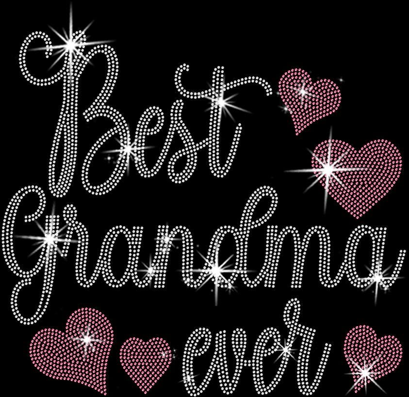 Best Grandma Ever Rhinestone Shirt: Best Mom Heart Themed Tee