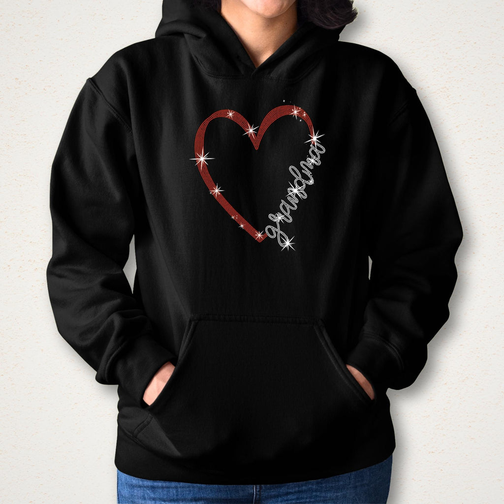 Grandma Heart Themed Rhinestone Shirt: Grandma Heart Bling Tee