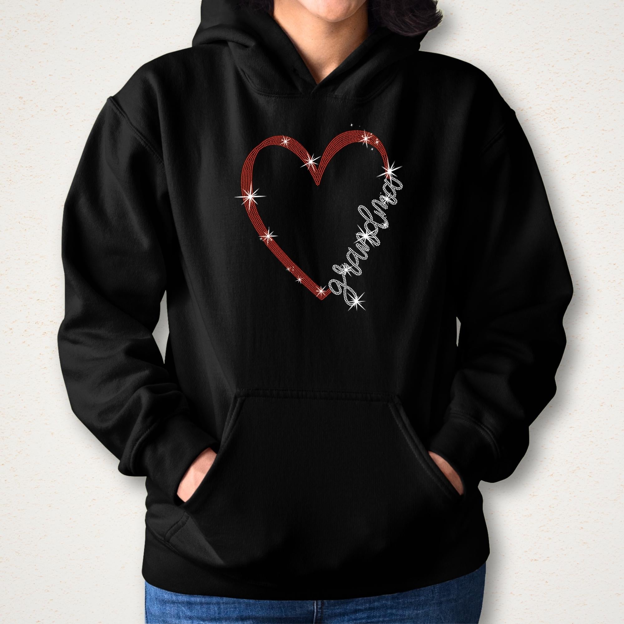 Grandma Heart Themed Rhinestone Shirt: Grandma Heart Bling Tee
