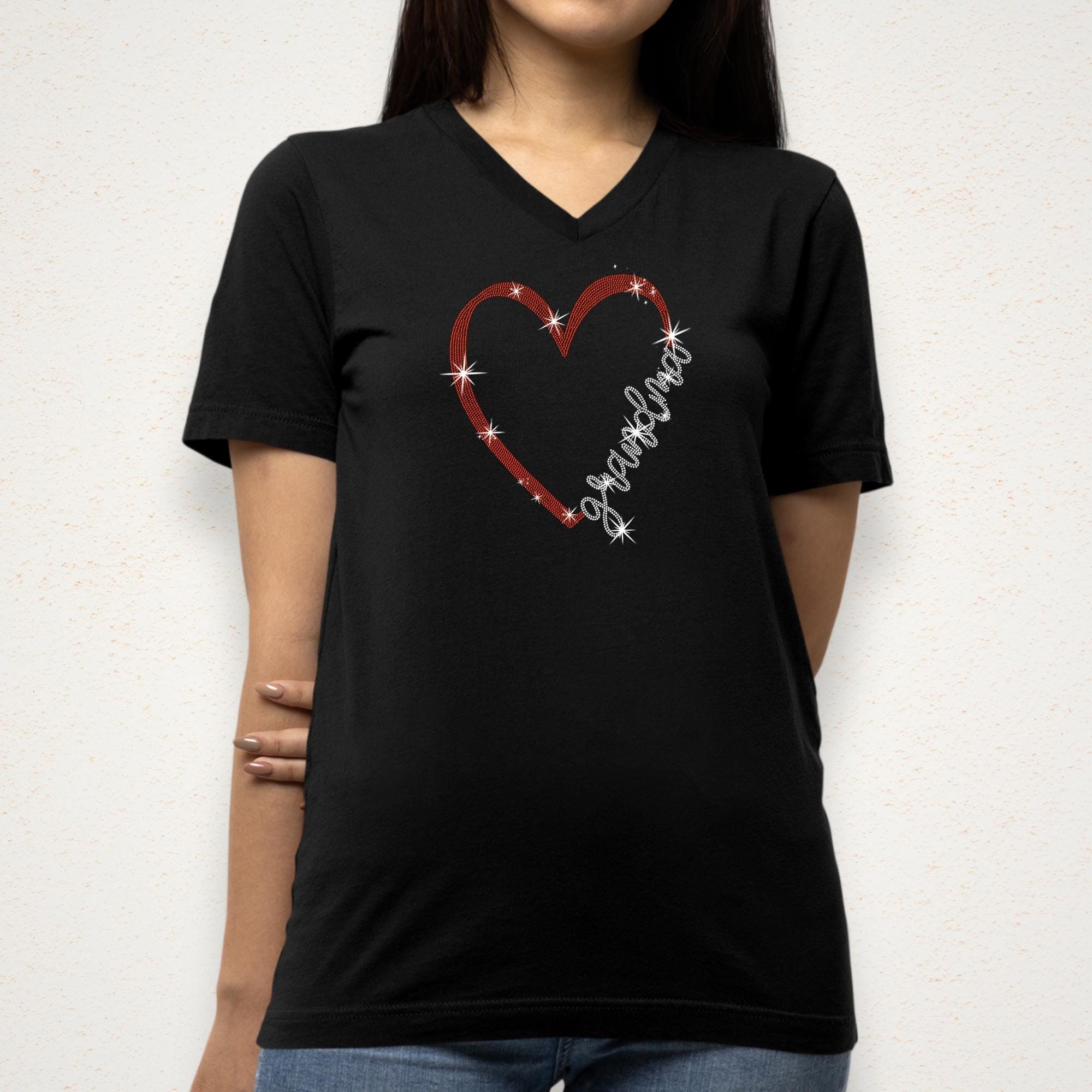 Grandma Heart Themed Rhinestone Shirt: Grandma Heart Bling Tee Secondary image