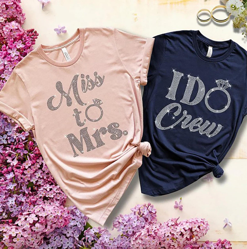 Miss to Mrs. Rhinestone Wedding Shirt: Newlywed Honeymoon Outfit
