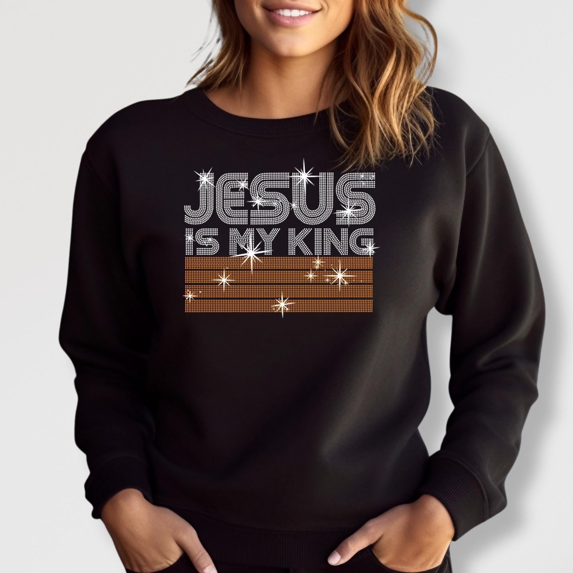 Jesus Is My King Rhinestone Shirt: Sparkly Religious Tee