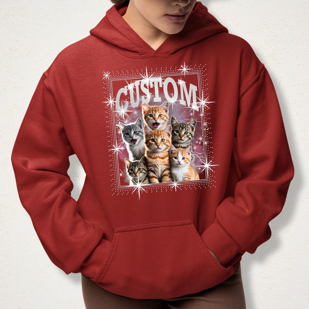 Custom Pet DTF Rhinestone Shirt: Personalized Cat Bootleg Rap Tee