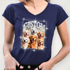 Custom Pet DTF Rhinestone Shirt: Personalized Dog Bootleg Rap Tee