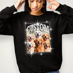 Custom Pet DTF Rhinestone Shirt: Personalized Dog Bootleg Rap Tee