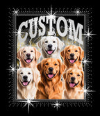 Custom Pet DTF Rhinestone Shirt: Personalized Dog Bootleg Rap Tee
