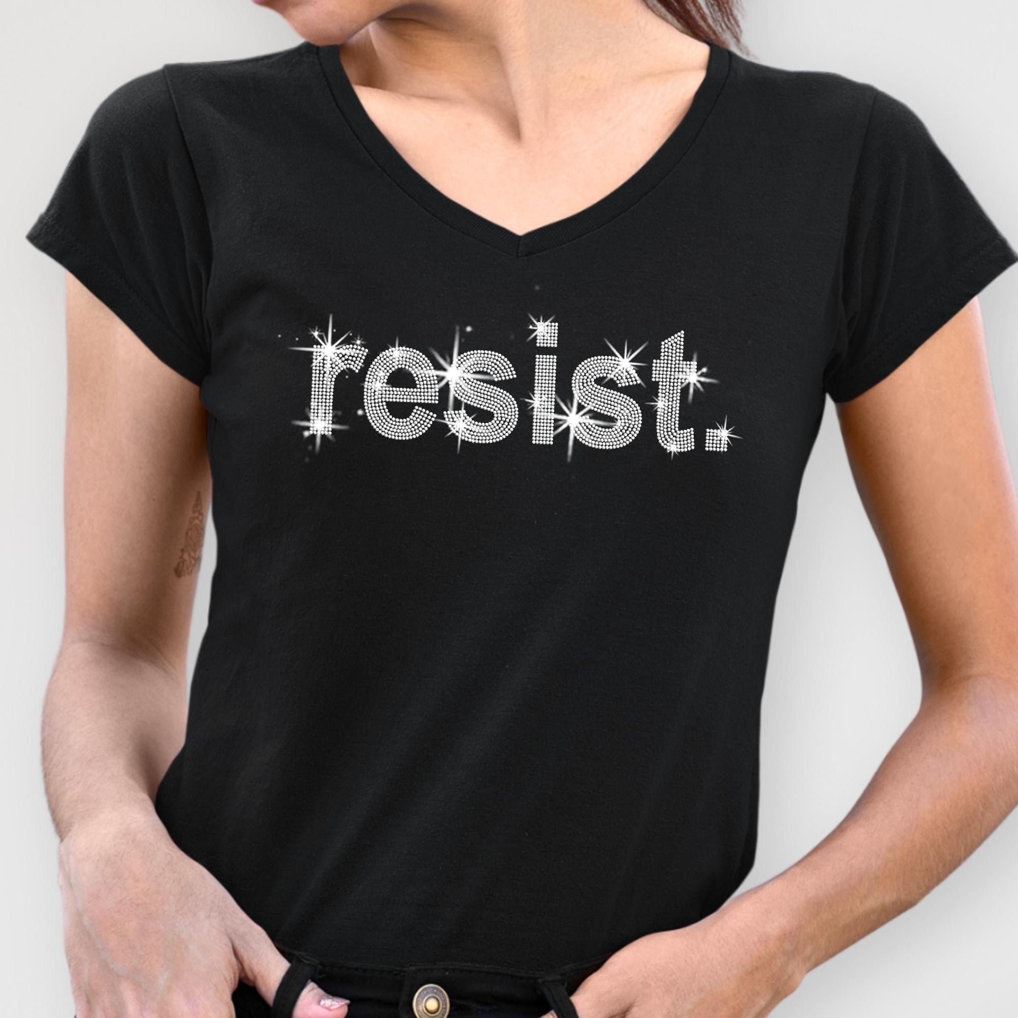 Resist Rhinestone Shirt: Sparkle Political Protest Tee & Sweatshirt