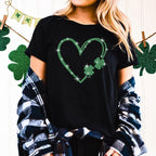 Shamrock Heart Rhinestone Shirt: Lucky Clover Bling Outfit