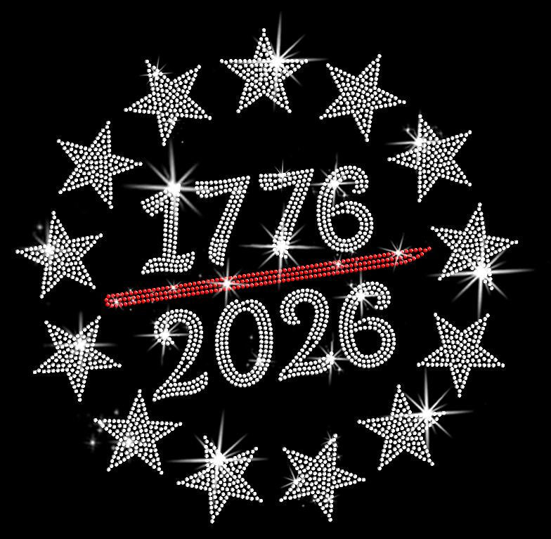 American 250 Years Rhinestone Shirt: 1776-2026, Patriotic 4th of July Bling Apparel