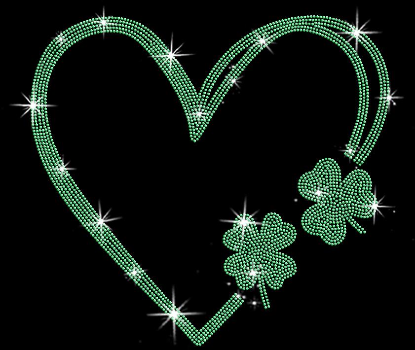 Shamrock Heart Rhinestone Shirt: Lucky Clover Bling Outfit