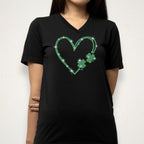 Shamrock Heart Rhinestone Shirt: Lucky Clover Bling Outfit