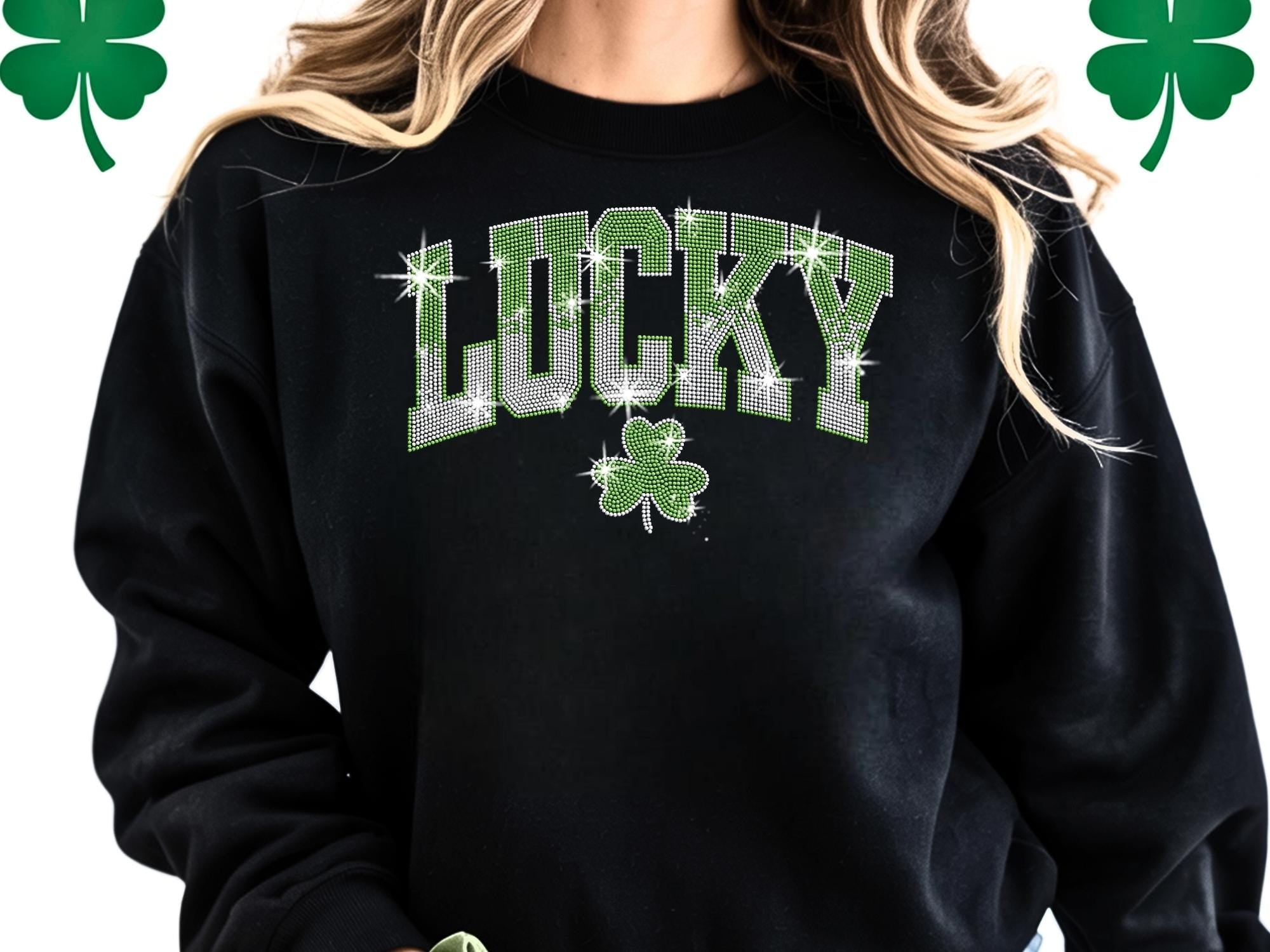 Lucky Rhinestone Shirt: Sparkly Clover Tee & Sweatshirt Secondary image