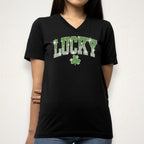 Lucky Rhinestone Shirt: Sparkly Clover Tee & Sweatshirt