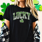 Lucky Rhinestone Shirt: Sparkly Clover Tee & Sweatshirt