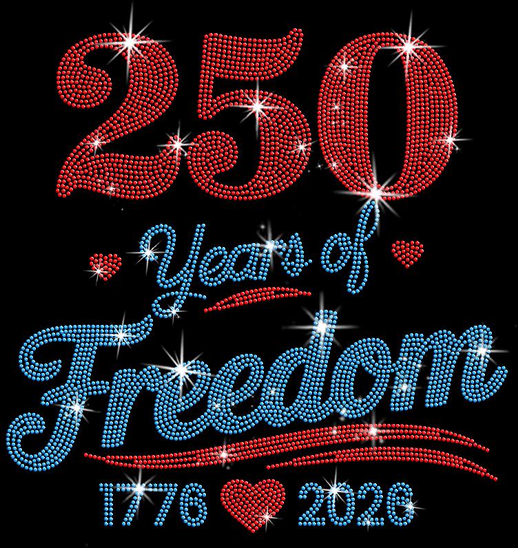 250 Years of Freedom Rhinestone Shirt: 1776 2026 Patriotic Sparkle Tee