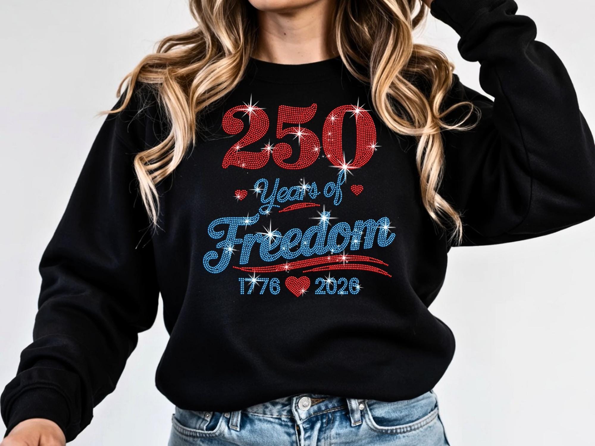 250 Years of Freedom Rhinestone Shirt: 1776 2026 Patriotic Sparkle Tee Secondary image
