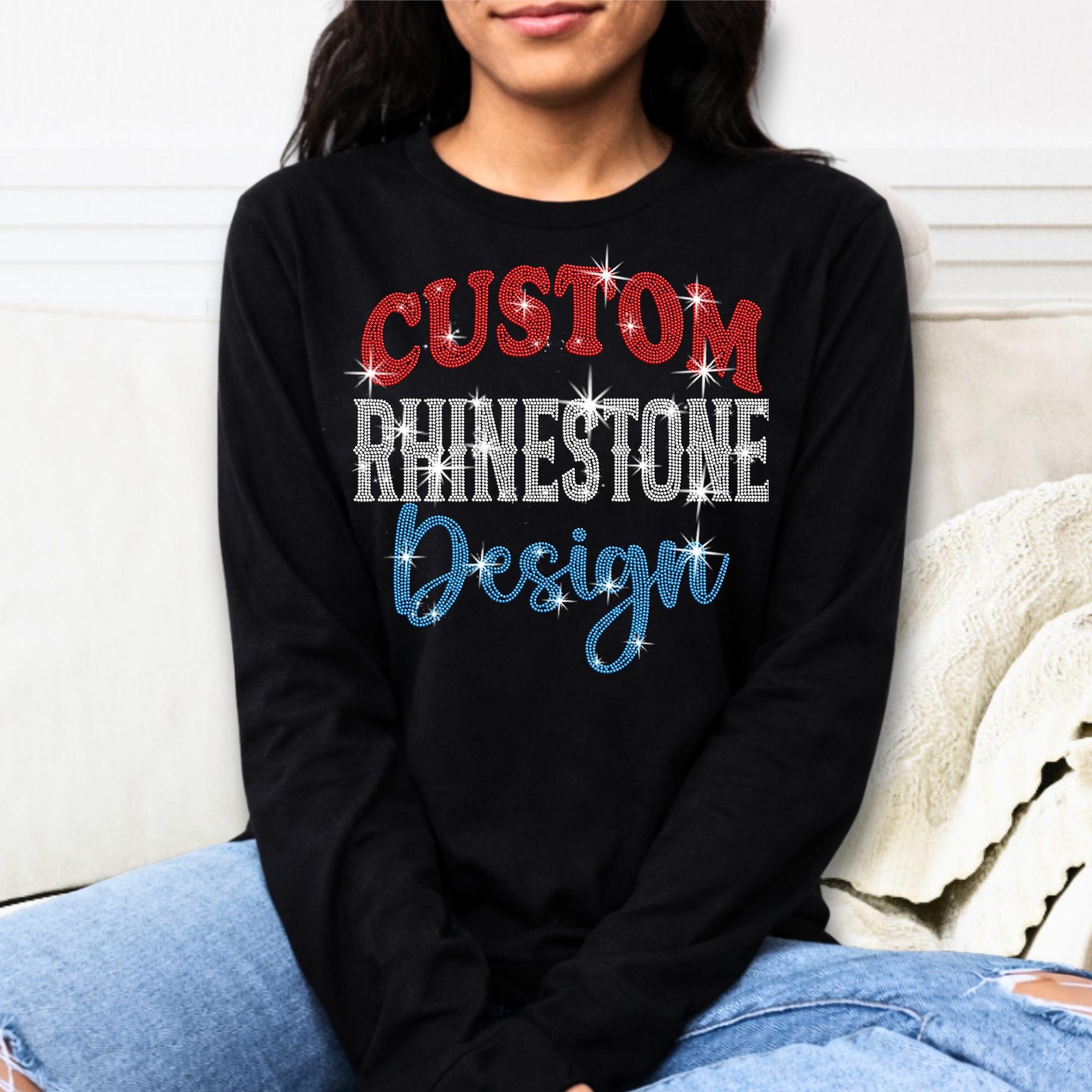 Custom Rhinestone Long Sleeve Shirt: Personalized Long Sleeve Sparkle Tee Main image