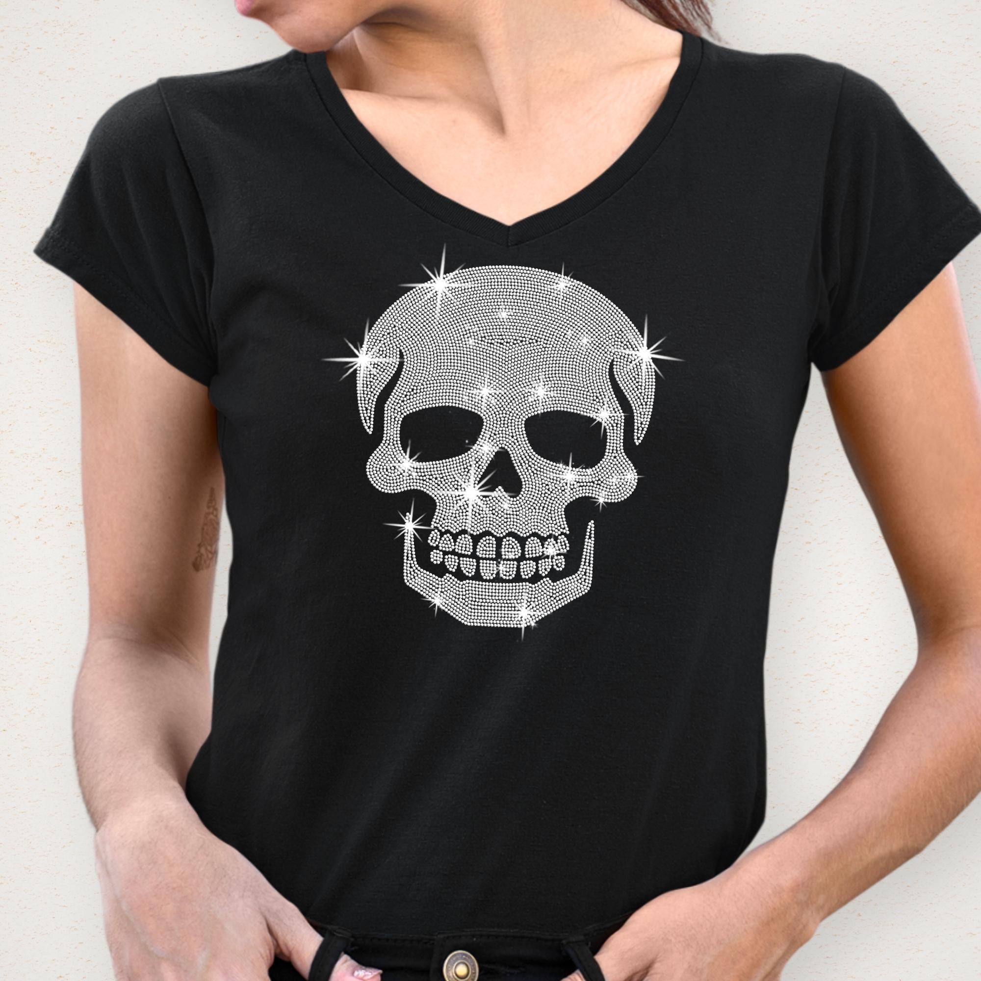 Rhinestone Skull Shirt: Gothic Bling Tee & Sweatshirt