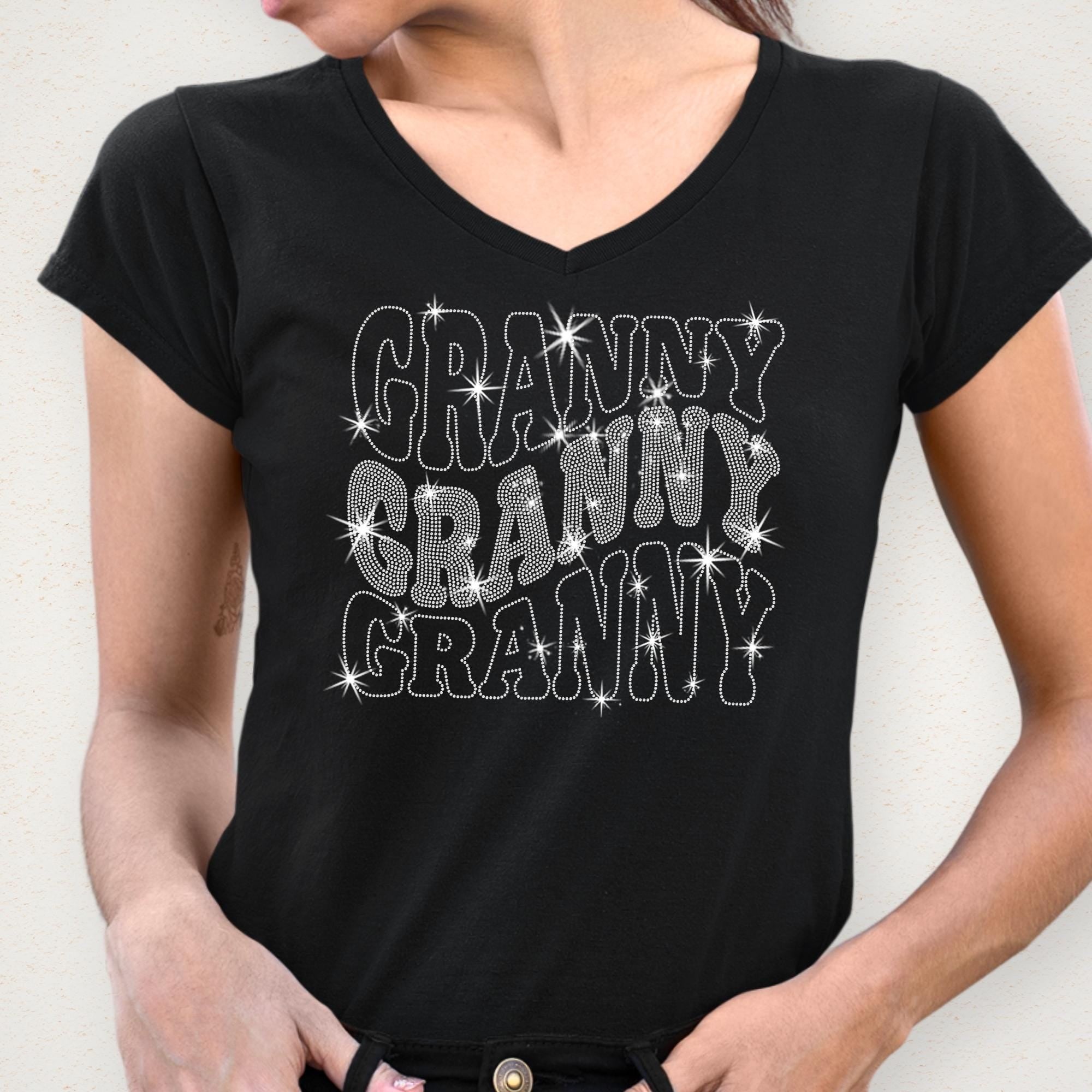 Granny Rhinestone T-Shirt: Sparkling Grandma Era Tee