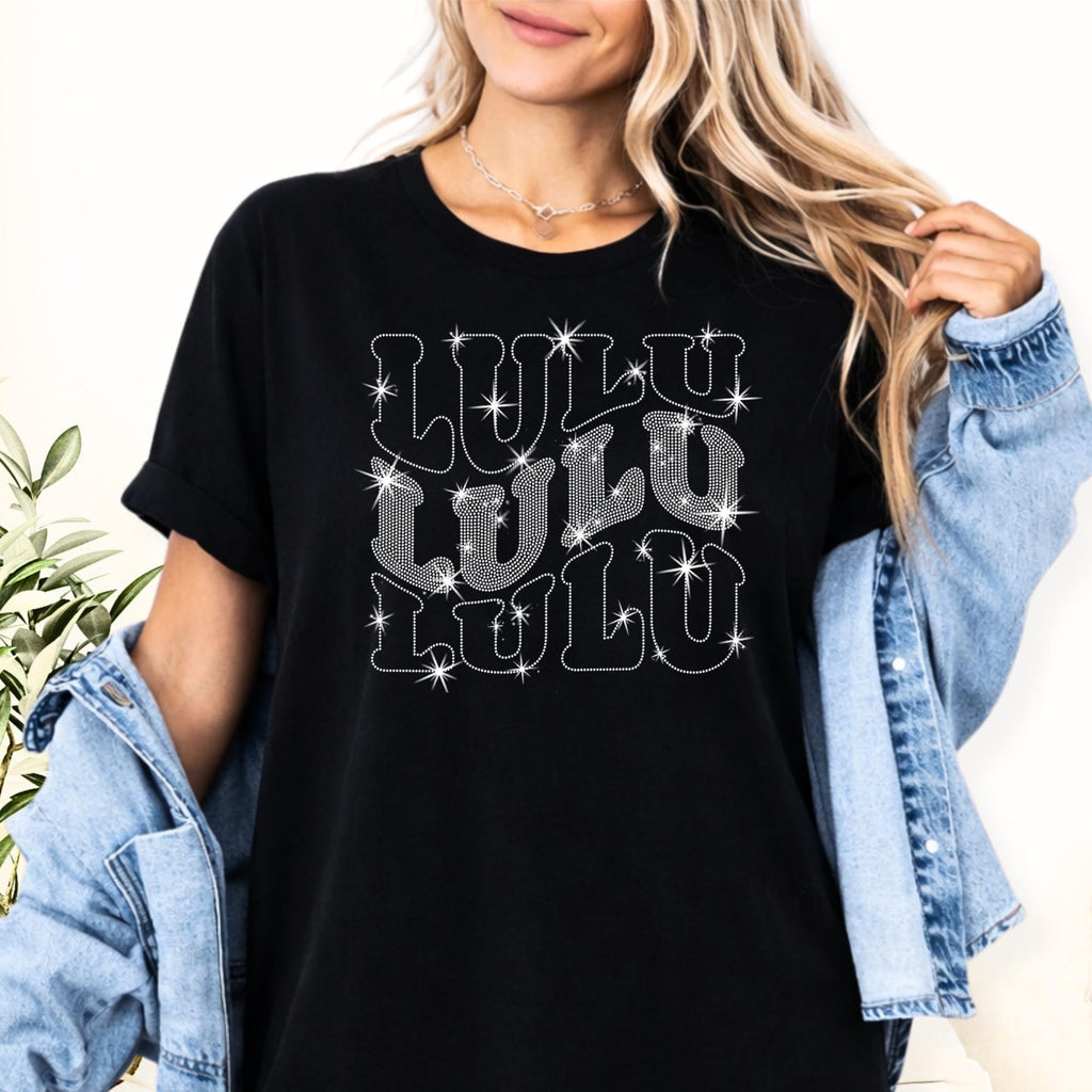 Lulu Rhinestone Sweatshirt, Unique Design Tee-Shirt For Best Grandma, Birthday or Mothers Day Gift Ideas, Women's Matching Shirt