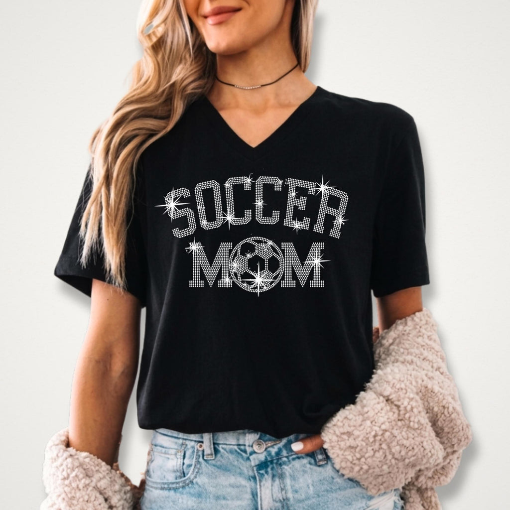 Soccer Mom Rhinestone Shirt: Sparkle Sports Parent Tee