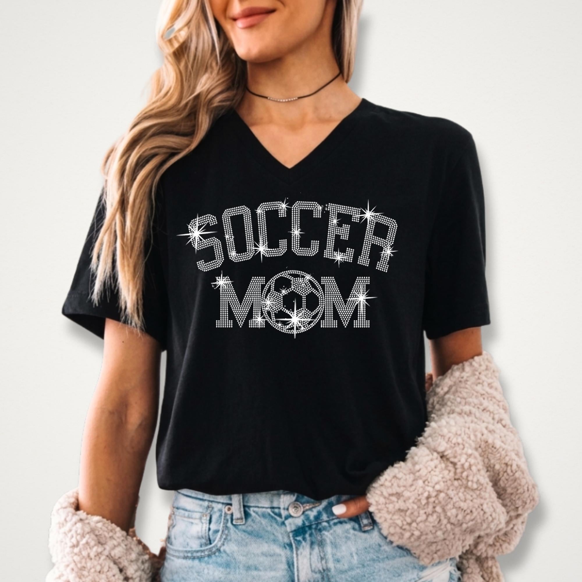 Soccer Mom Rhinestone Shirt: Sparkle Sports Parent Tee