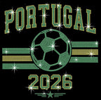 Rhinestone Portugal Soccer 2026 Shirt: Sparkly Portugal Football Supporter Tee
