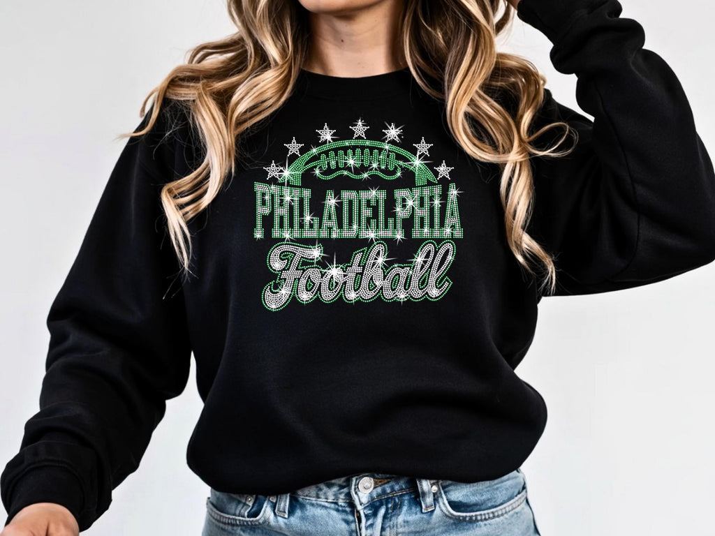 Philadelphia Football Rhinestone Shirt: Sparkling Game Day Football Fan Tee