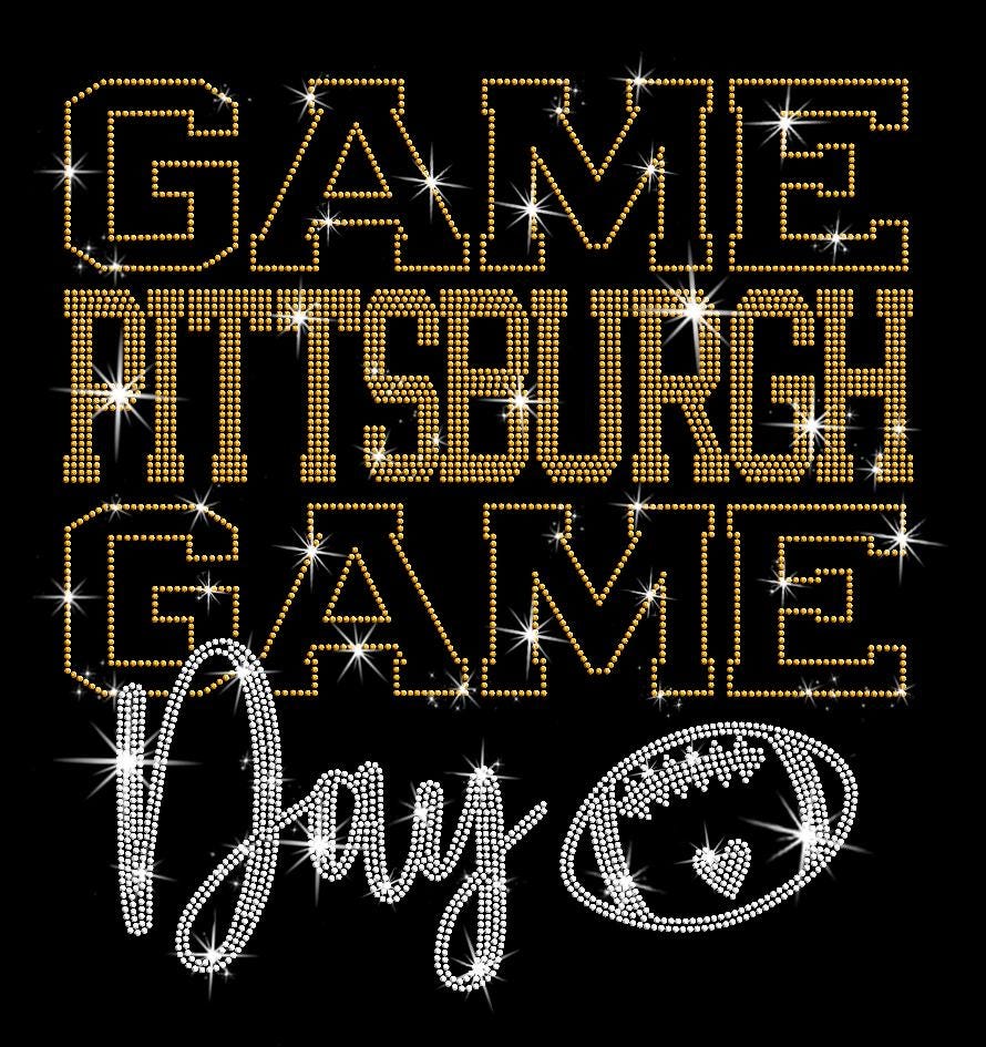 Pittsburgh Game Day Rhinestone T-Shirt: Shiny Football Stadium Outfit