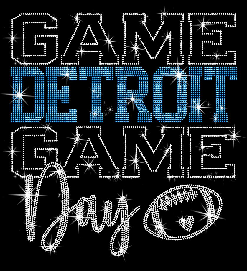 Rhinestone Detroit Game Day T-Shirt: Bling Football Season Stadium Outfit