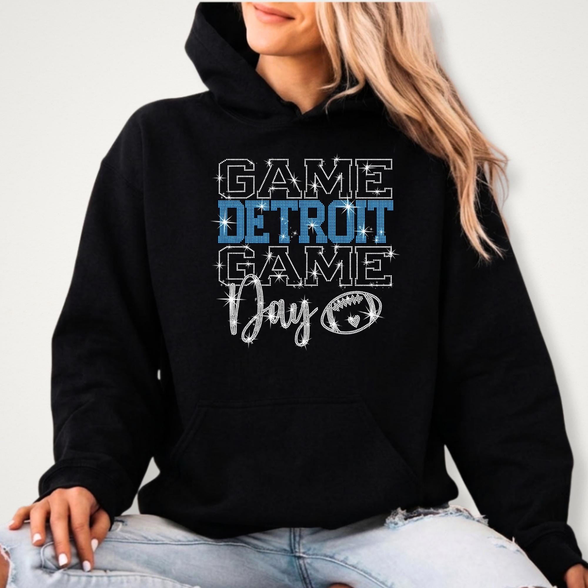 Rhinestone Detroit Game Day T-Shirt: Bling Football Season Stadium Outfit Secondary image