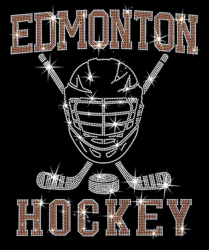 Edmonton Ice Hockey Rhinestone Shirt: Hockey Fan Bling Apparel