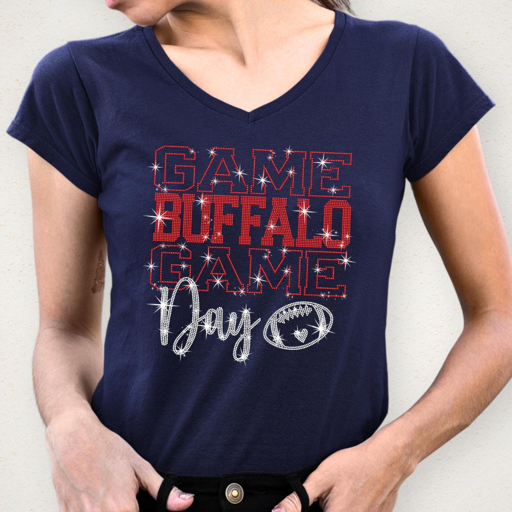 Buffalo Football Game Day Rhinestone Shirt: Sparkly Buffalo Sports Apparel