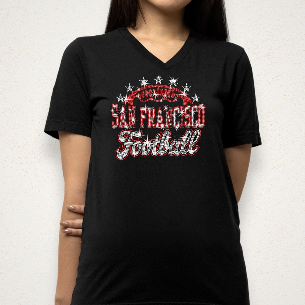 San Francisco Football Rhinestone Shirt: Sports Season Football Teams Bling Tee