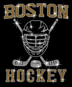 Boston Hockey Rhinestone T-Shirt: Retro Game Day Sparkle Top