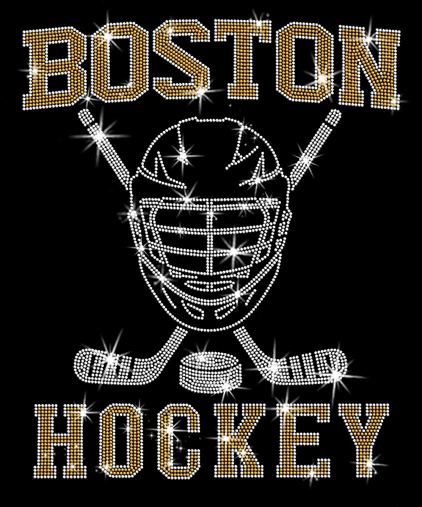 Boston Hockey Rhinestone T-Shirt: Retro Game Day Sparkle Top