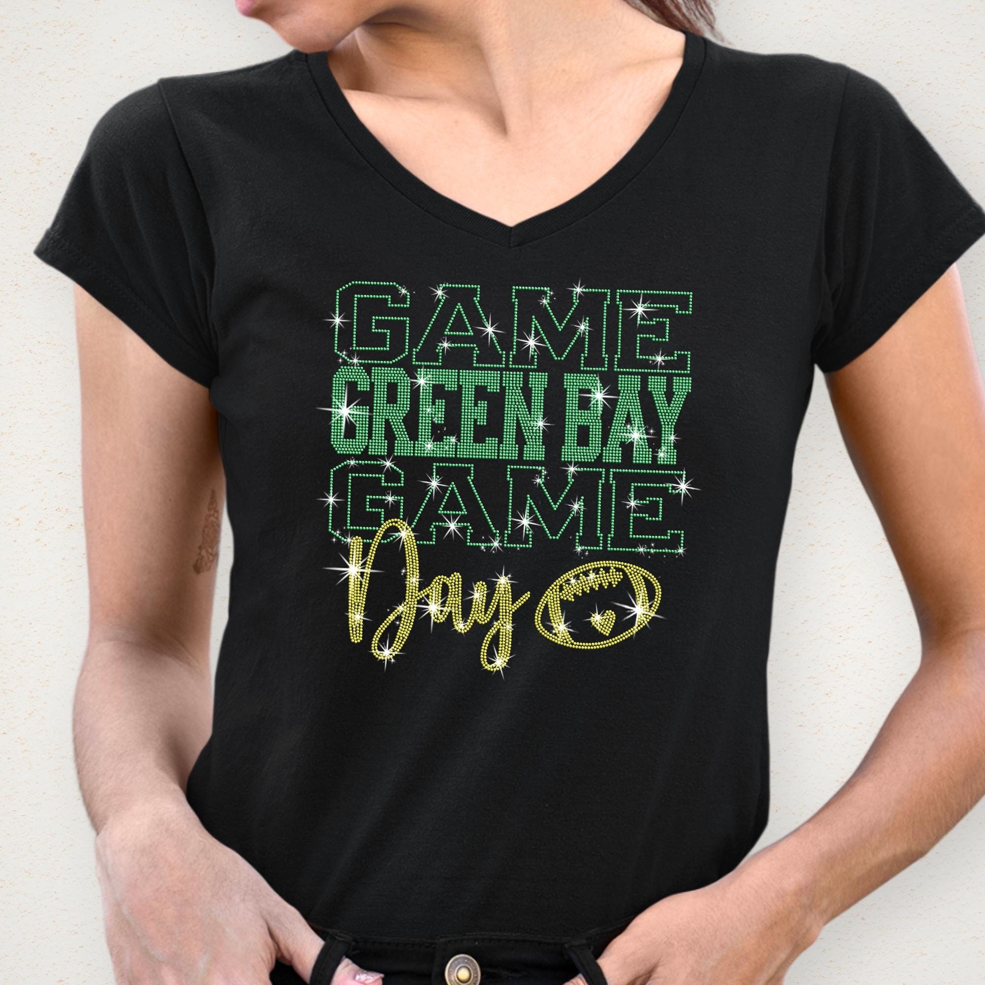 Green Bay Rhinestone Game Day T-Shirt: Sportwear Tailgate Trend Tee