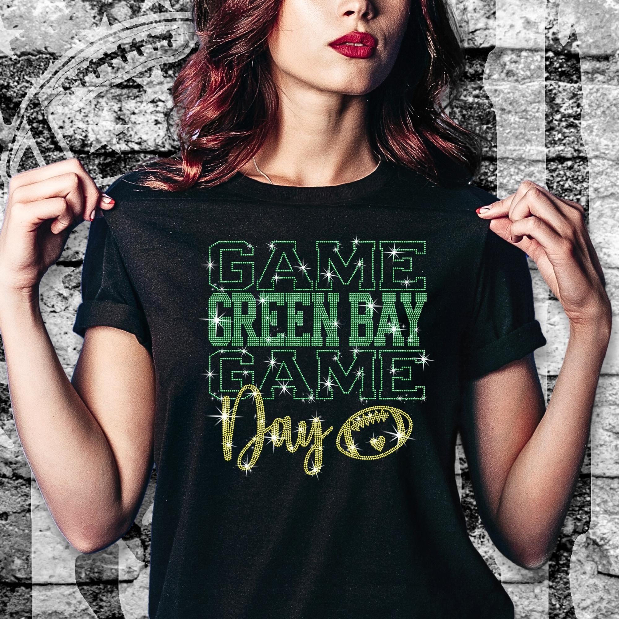 Green Bay Rhinestone Game Day T-Shirt: Sportwear Tailgate Trend Tee Main image