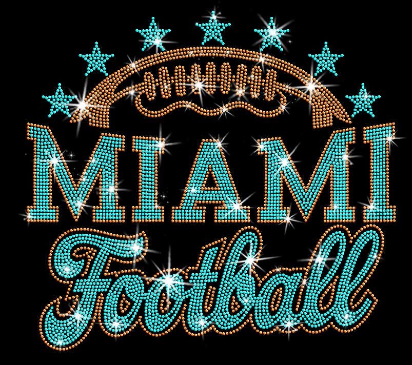 Miami Rhinestone Football Shirt: Game Day Sports Team Apparel