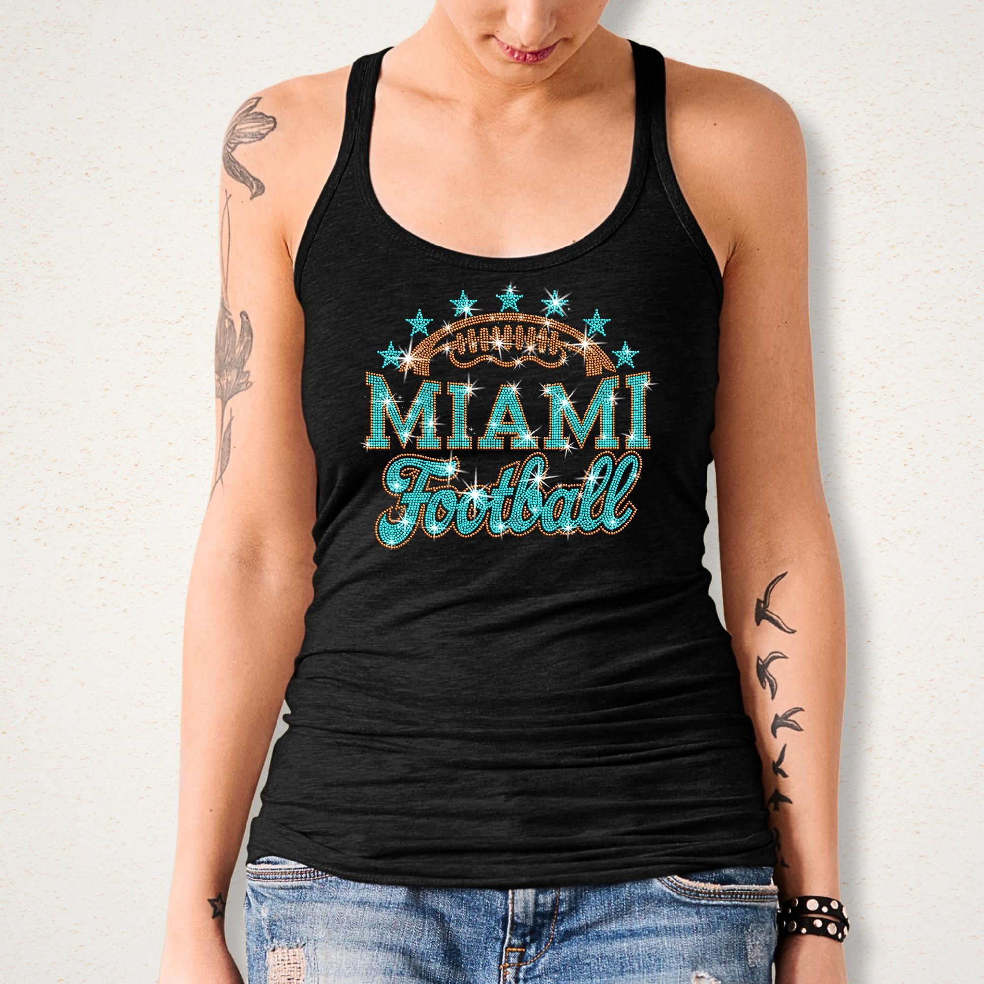 Miami Rhinestone Football Shirt: Game Day Sports Team Apparel