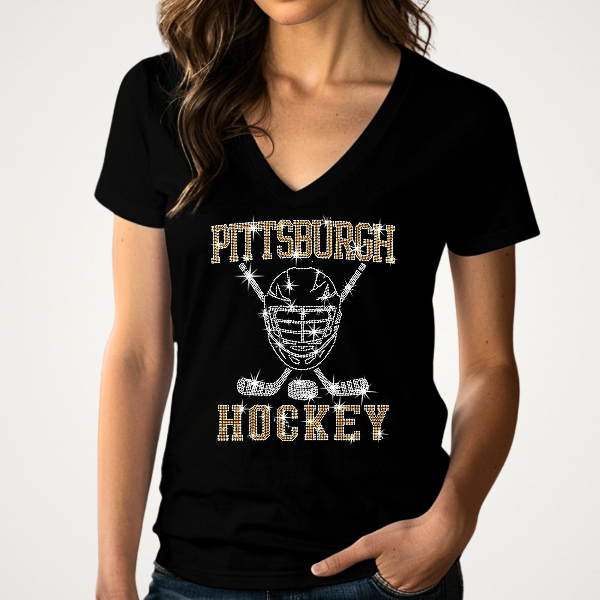 Pittsburgh Hockey Rhinestone Shirt: Game Day Bling Apparel