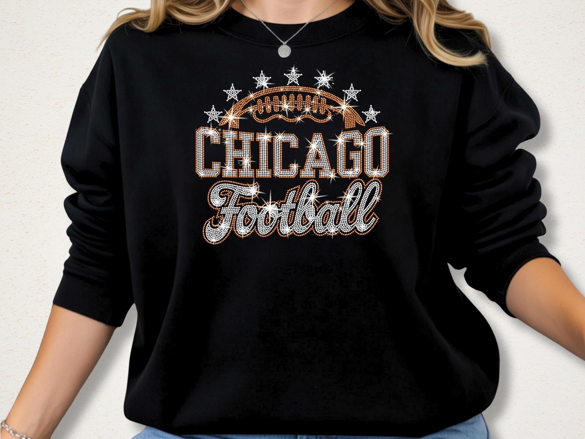 Chicago Football Rhinestone Shirt: Bling Game Day Stadium Outfit