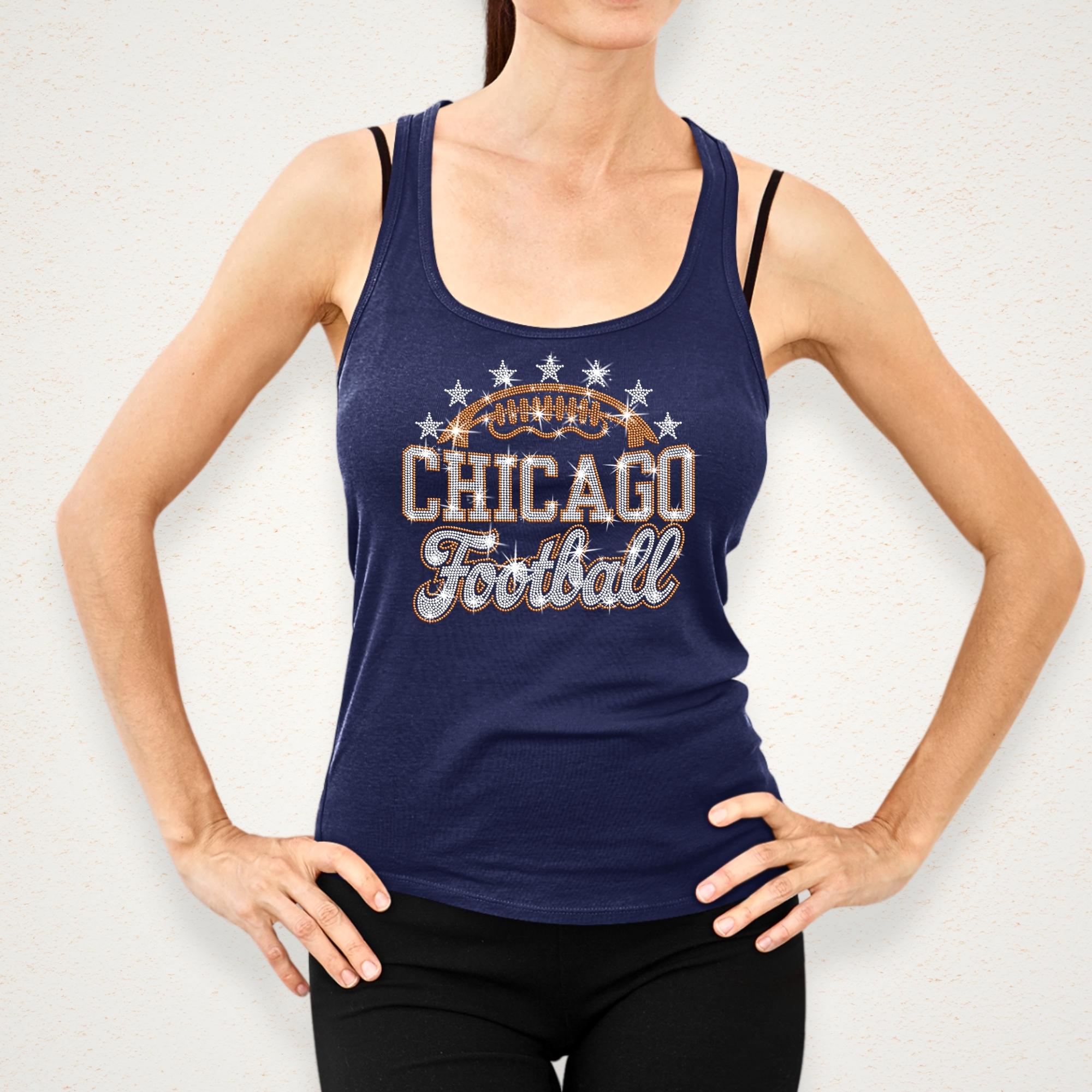 Chicago Football Rhinestone Shirt: Bling Game Day Stadium Outfit