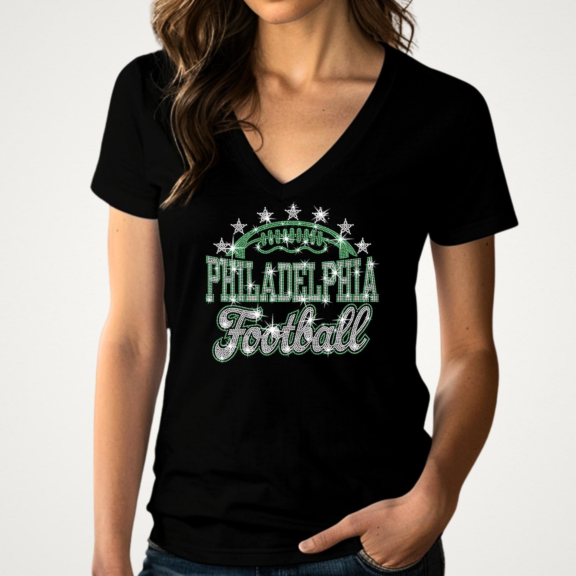 Philadelphia Football Rhinestone Shirt: Sparkling Game Day Football Fan Tee